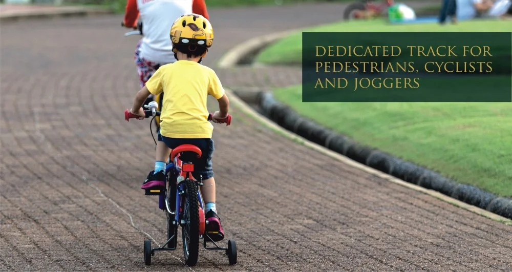 Exclusive cycling track with pedestal pathway for walking